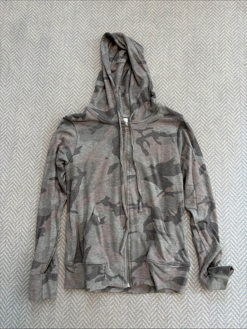 Sundry Gray Camouflage Zip Hoodie
